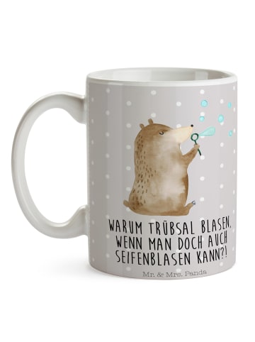 Mr. & Mrs. Panda Tasse Bär Seifenblasen mit Spruch in Grau Pastell