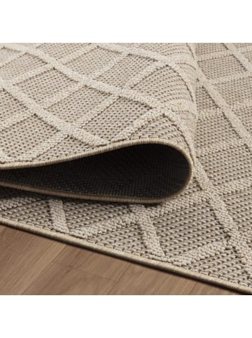 KADIMA DESIGN Teppich Outdoor Waschbar Raute IMST Strapazierfähig OEKO-TEX Balkon in Beige