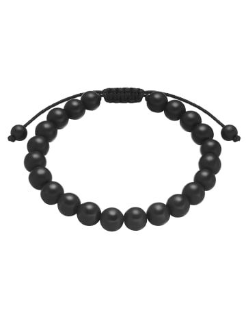 True Rebels Armband aus Edelstahl Achat in schwarz