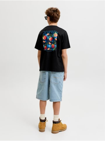 JACK & JONES Junior Basic T-Shirt Backprint Baumwolle Jjlemon in black