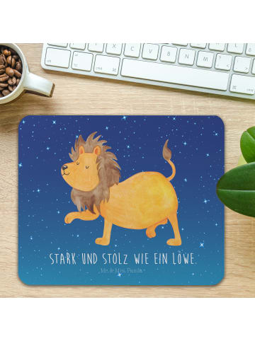 Mr. & Mrs. Panda Mousepad Sternzeichen Löwe mit Spruch in Sternenhimmel Blau