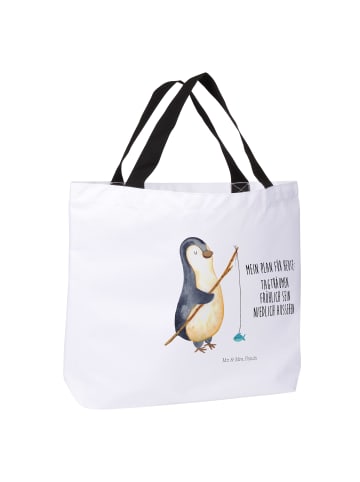 Mr. & Mrs. Panda Tote Bag Pinguin Angler mit Spruch in Weiß