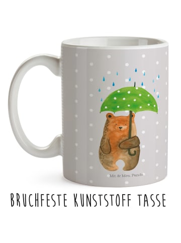 Mr. & Mrs. Panda Kindertasse Bär Regenschirm ohne Spruch in Grau Pastell