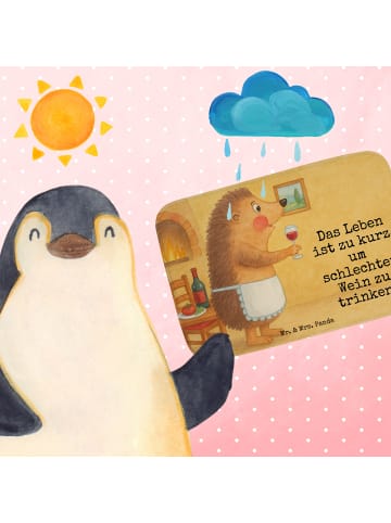 Mr. & Mrs. Panda Badteppich Igel Wein Design mit Spruch in Weiß