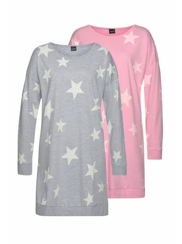 ARIZONA Nachthemd in rosa + grau