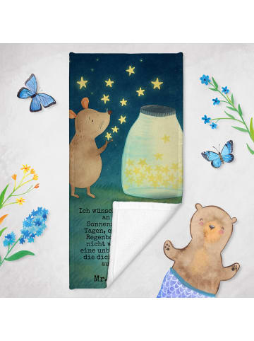 Mr. & Mrs. Panda Badhandtuch Maus Sterne Design mit Spruch in Gelb Pastell