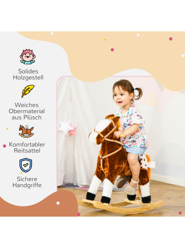 HOMCOM Kinder Schaukelpferd Braun