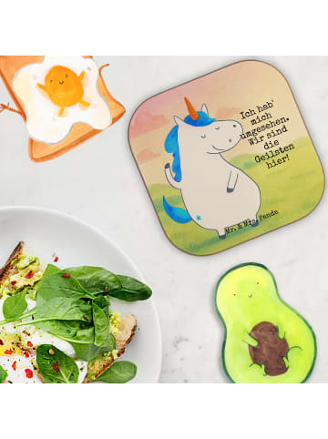 Mr. & Mrs. Panda Tassenuntersetzer Einhorn Mann Design mit Spruch in Weiß