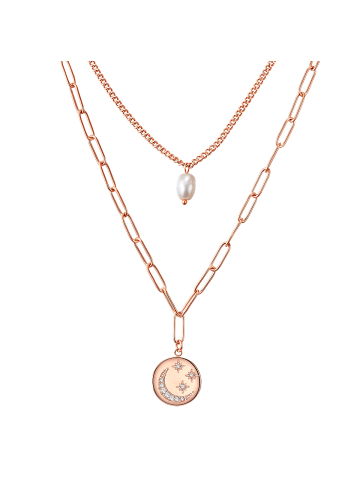 Valero Pearls Halskette Edelstahl Preciosa Süßwasser-Zuchtperle in roségold