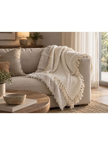 Beliani Kuscheldecke RAEBARELI in Beige - (W) 130 x (H) 1 x (L) 180 cm