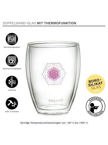 Creano 3er Set Thermoglas "Blume des Lebens" - 250ml