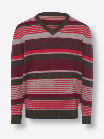 Sieh an! Pullover in dunkelrot-graphit-gemustert