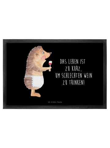 Mr. & Mrs. Panda Fußmatte Igel Wein mit Spruch in Schwarz