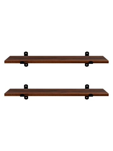 SONGMICS 2er-Set: Wandregal Barnet-old in Braun-schwarz - (B)20 x (H)7 x (T)60 cm