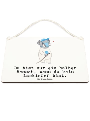 Mr. & Mrs. Panda Schild Lackierer Herz mit Spruch in Weiß