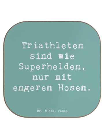 Mr. & Mrs. Panda Holzuntersetzer Spruch Triathlon Superheld mit ... in Meeresbrise