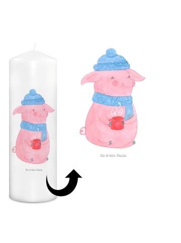 Mr. & Mrs. Panda Wachskerze Schwein Glühwein ohne Spruch in Weiß