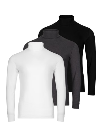 Ragman Rollkragenshirt Basic in Weiß / schwarz / dunkelgrau