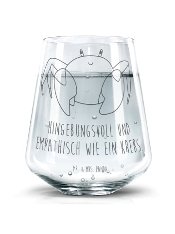 Mr. & Mrs. Panda Trinkglas Sternzeichen Krebs mit Spruch in Transparent