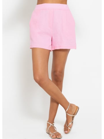 SASSYCLASSY Musselin Shorts mit breitem Bund in rosa