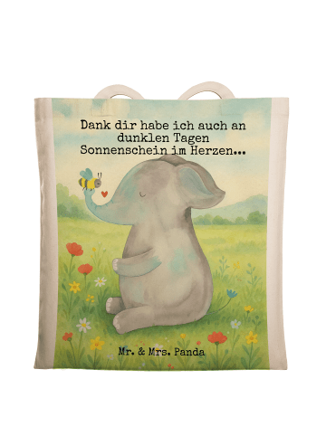 Mr. & Mrs. Panda Tragetasche Elefant Biene Design mit Spruch in Weiß