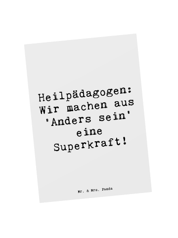 Mr. & Mrs. Panda bildkarte Spruch Heilpädagogin Superkraft mit S... in Weiß