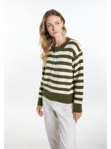 DreiMaster Damen Strickjacke in Wollweiss Oliv