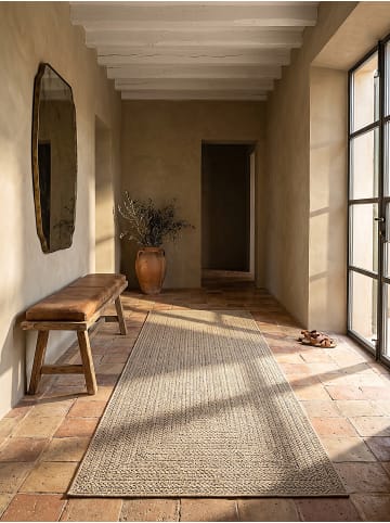 KADIMA DESIGN Läufer Bordüre flachgewebt pflegeleicht Wohnzimmer Flur Esszimmer in Natur