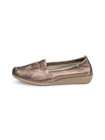 VITAFORM Hirschleder Mokassins in taupe/metallic