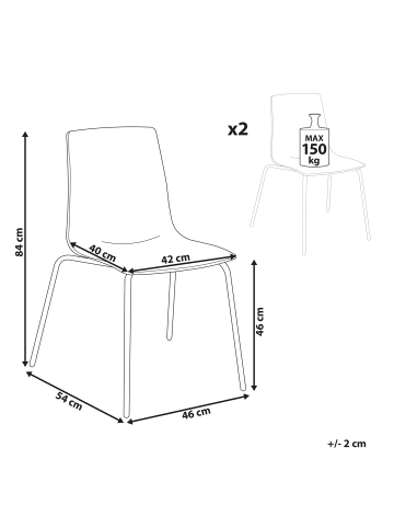 Beliani 2er-Set Bankettstuhl SILERTON in Transparent