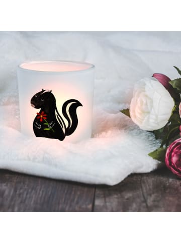 Mr. & Mrs. Panda Glas Windlicht Stinktier Blume ohne Spruch in Transparent