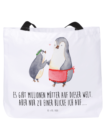 Mr. & Mrs. Panda Shopper Pinguin mit Kind mit Spruch in Weiß