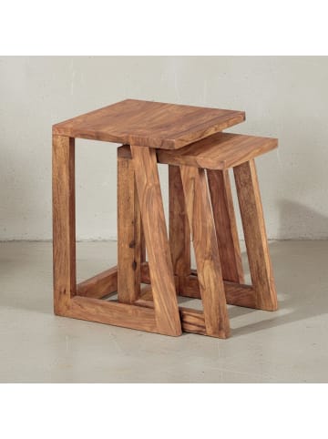 KADIMA DESIGN 2er Set MUMBAI Beistelltisch Massivholz Design