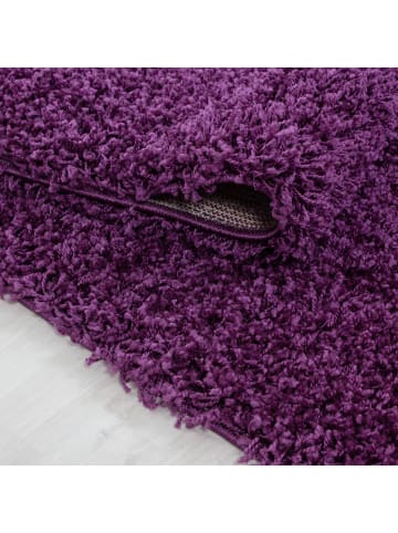 KADIMA DESIGN Teppich Hochflor Shaggy Waschbar Einfarbig RHEIN Strapazierfähig in Violett