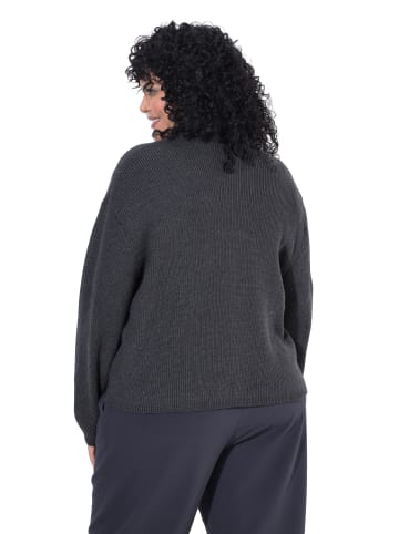 Ulla Popken Strickjacke in anthrazit melange