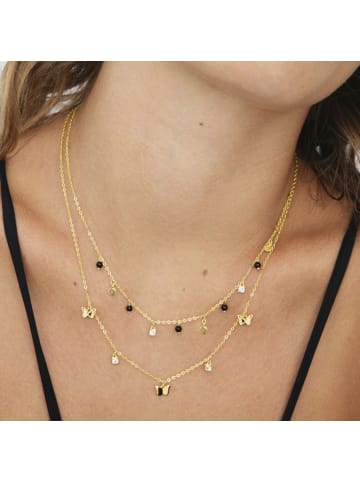 Luxenter Halskette aus 925er Sterlingsilber mit  Zirkonia-Steinen 18K Gelbgold-Finish