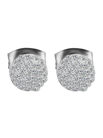 Adeliás Damen Ohrringe – Ohrstecker aus Edelstahl mit Strass Steinchen in silber