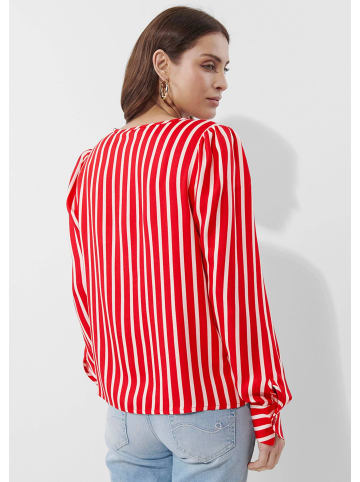 Alba Moda Lässige Streifenbluse mit V-Ausschnitt in koralle / creme / gestreift