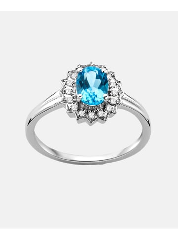 Diamant L'éternel Cluster-Ring aus 375 Weißgold mit Topas