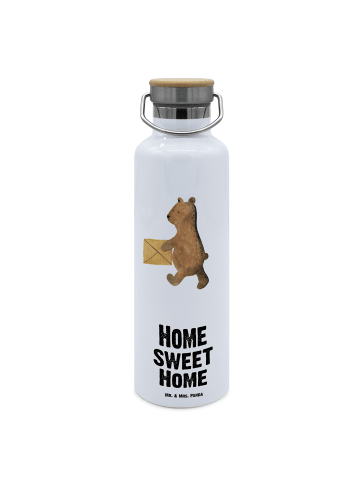 Mr. & Mrs. Panda Thermos Trinkflasche Bär Zuhause mit Spruch in Weiß