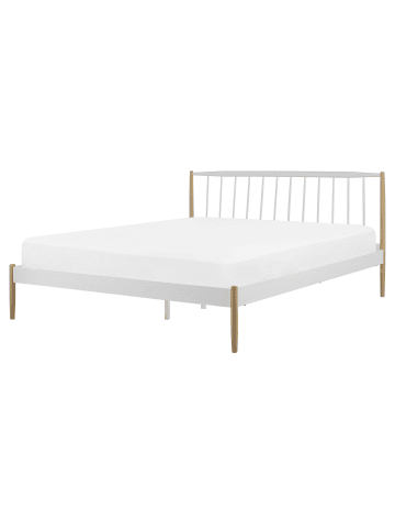 Beliani Doppelbett MAURS in Weiß/Braun - (W) 167 x (H) 100 x (L) 209 cm