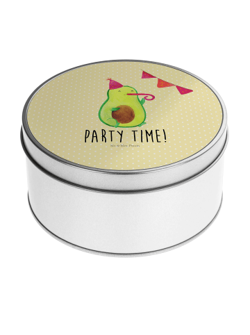 Mr. & Mrs. Panda Keksdose Avocado Party Zeit mit Spruch in Gelb Pastell