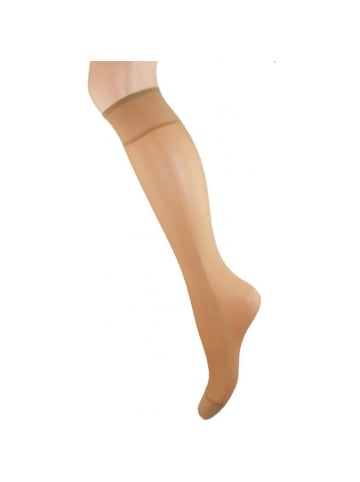 COFI 1453 Damen 2er Pack Kniestrümpfe Elegante Lycra-Kniesocken mit 60 DEN in Beige