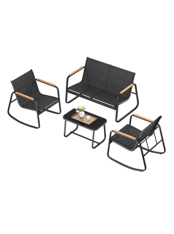 SONGMICS Gartenlounge-Set Funland in Schwarz - (B)114.5 x (H)72.5 x (T)72.5 cm