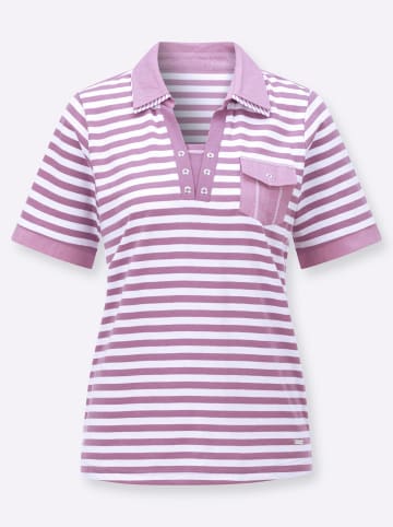 WITT WEIDEN Poloshirt in orchidee-weiß-geringelt