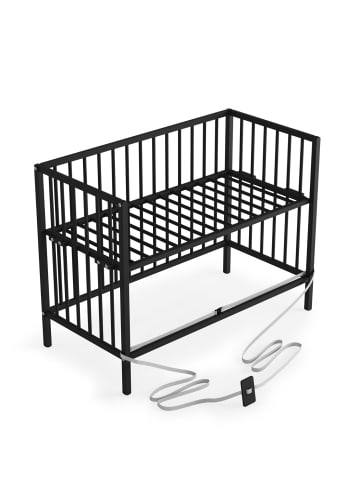 Sämann Beistellbett mit Umbauseite & Rollen -BLACK EDITION - Dreamy 4 in 1 Bett