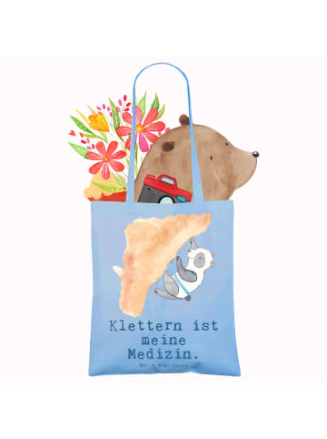 Mr. & Mrs. Panda Tragetasche Panda Klettern mit Spruch in Sky Blue