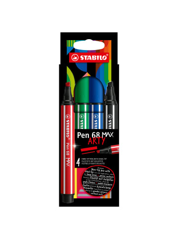 STABILO Fasermaler Pen 68 Max Keilspitze Etui Arty Packung mit 4 Stifte
