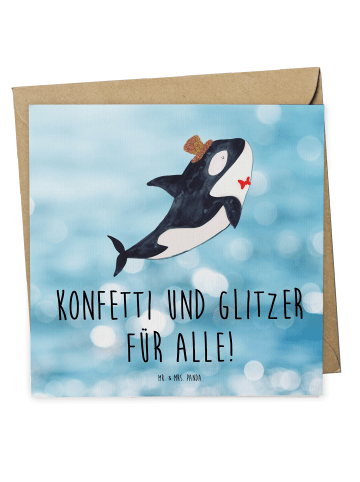 Mr. & Mrs. Panda Deluxe Karte Orca Zylinder mit Spruch in Oceanblue