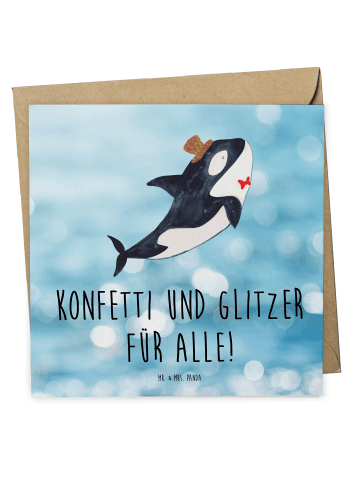 Mr. & Mrs. Panda Einladungskarte Orca Zylinder mit Spruch in OZeichenanblue